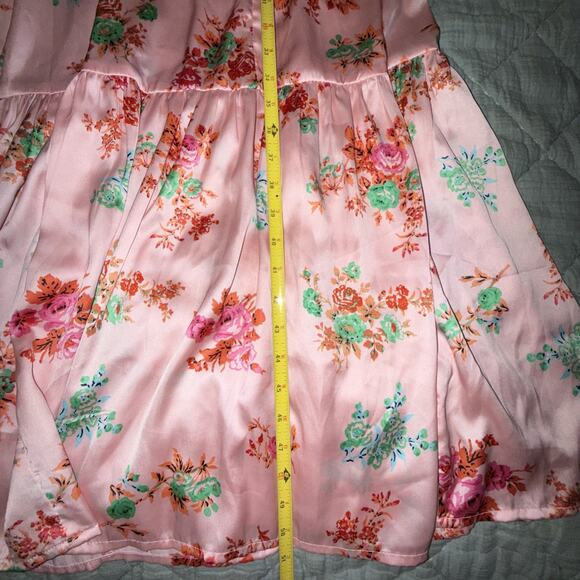 asos Design Pink Tea Dress Floral Babydoll Bust Button Sz 0 Y2K Prairie Festival - Picture 8 of 12